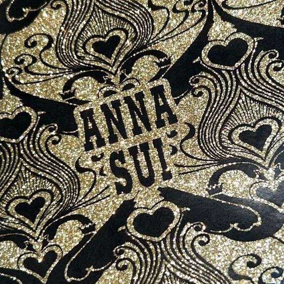 Anna Sui Black and Gold Glitter Double Wristlet Pouch